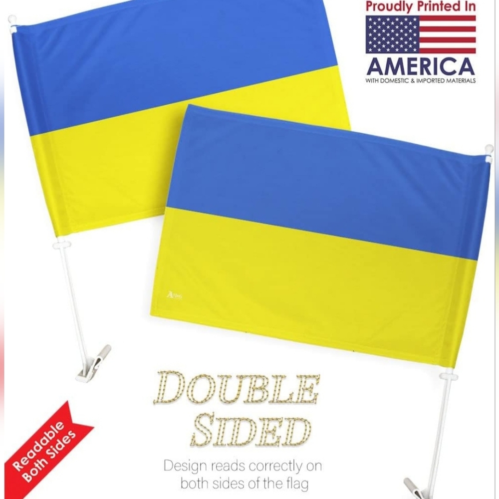 Blue and Yellow Double-Sided Car Flag - Unbranded